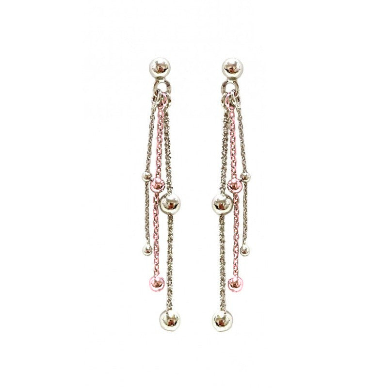 Boucles d'Oreilles triple fils boules Argent - VALENZI