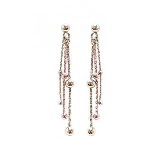 Boucles d'Oreilles triple fils boules Argent - VALENZI
