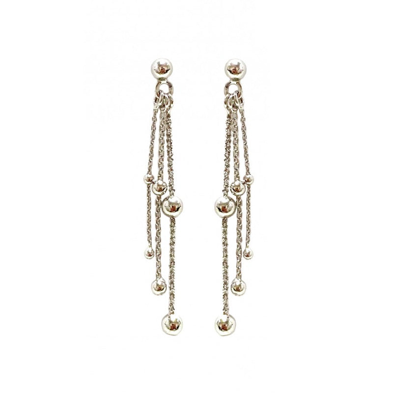Boucles d'Oreilles triple fils boules Argent - VALENZI
