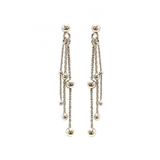 Boucles d'Oreilles triple fils boules Argent - VALENZI