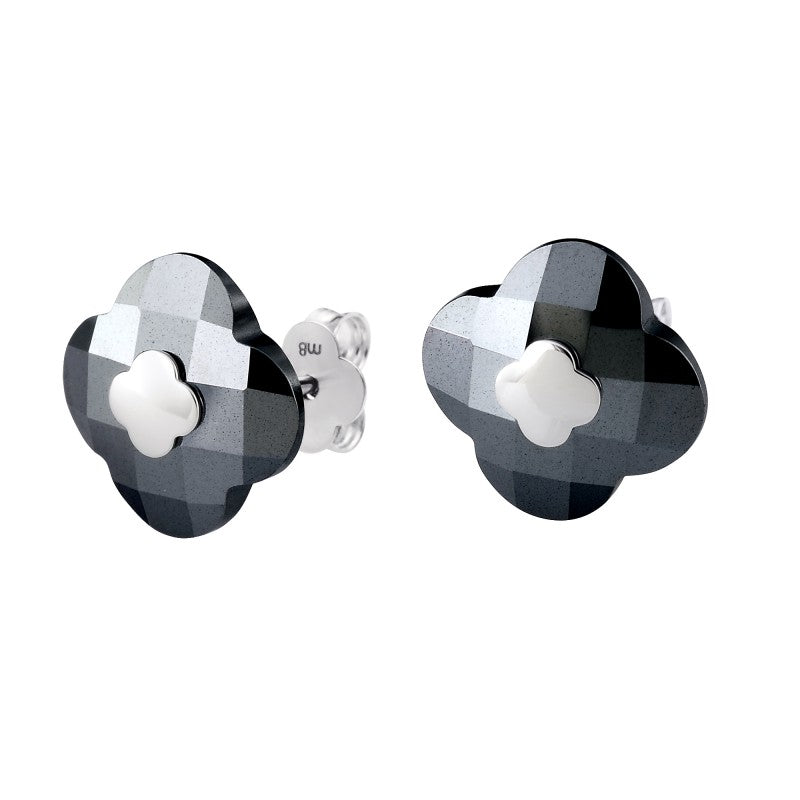 Puces Hématite Or Blanc VICTORIA